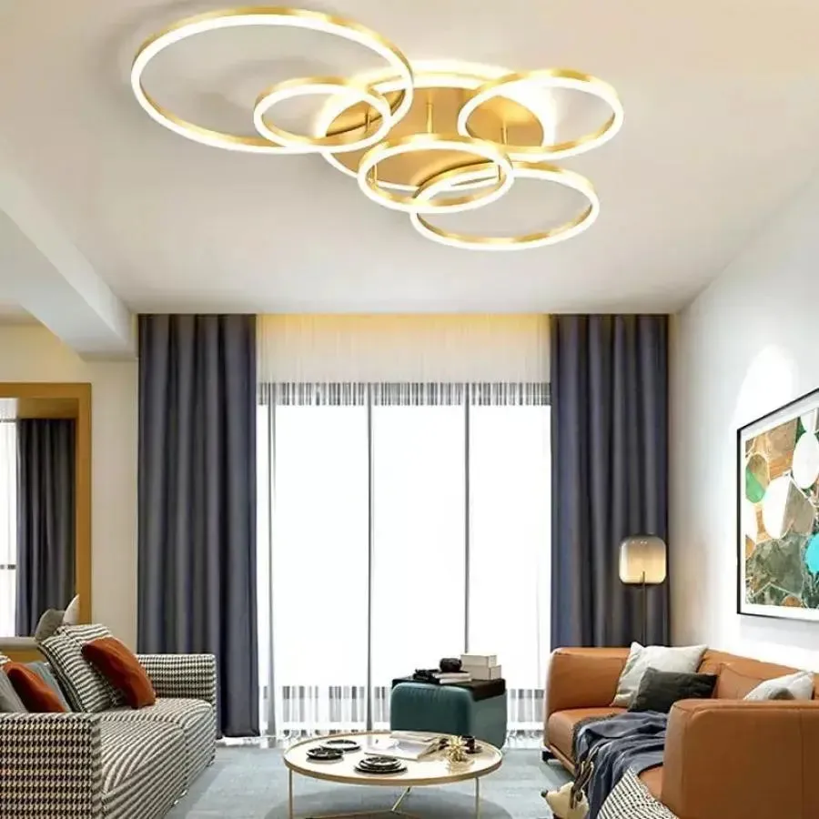 Alessandro Design Lyra 248W lustra LED 5 cercuri aurie