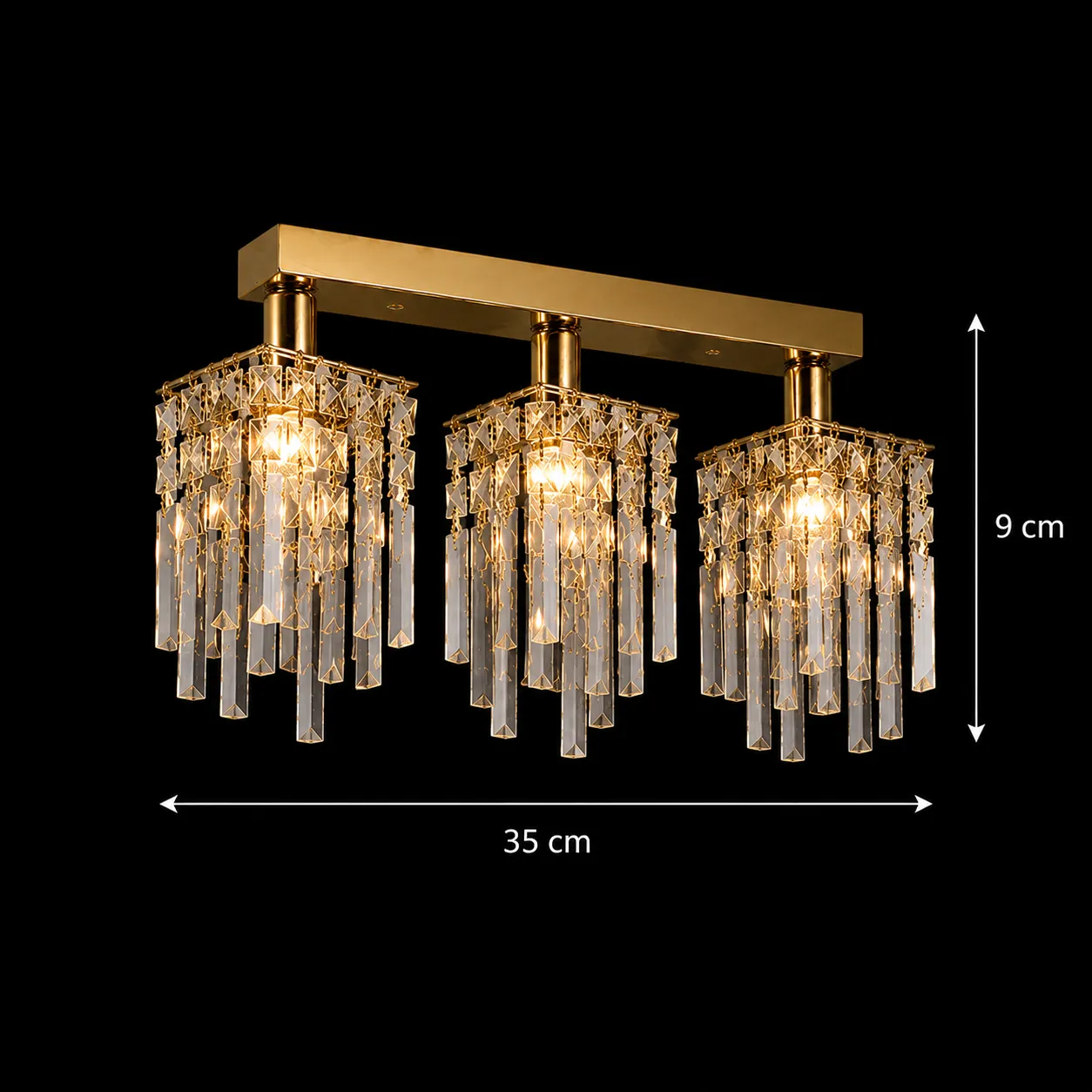 Alessandro Design Imperia Candelabru Cristal 3xE14 Auriu 35 cm