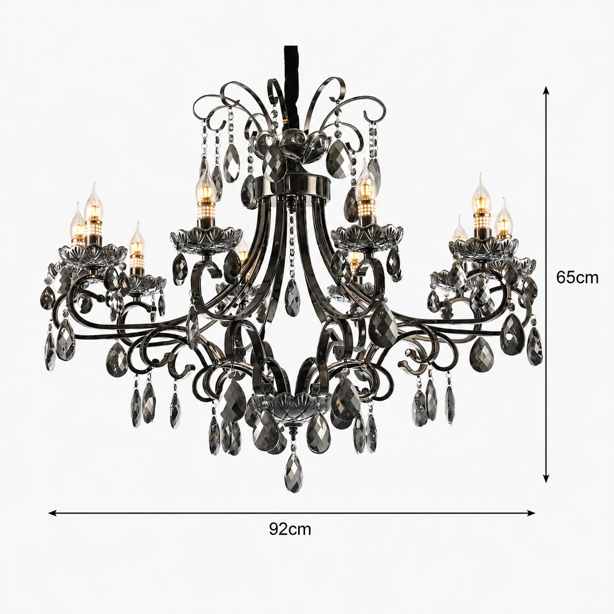 Alessandro Design Baro Supremo candelabru cristal negru 92cm 10xE14