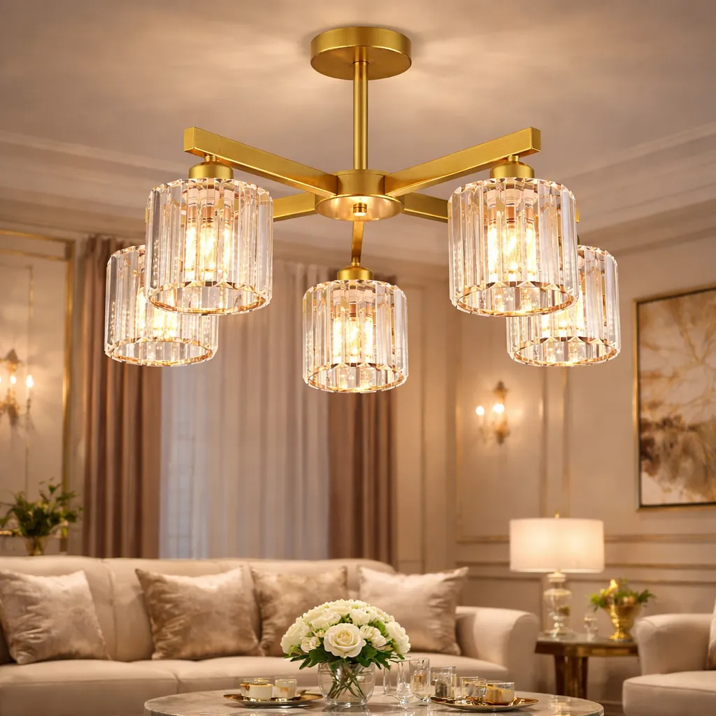 Alessandro Design LC110/5GD lustra 5xE27 aurie cu cristal