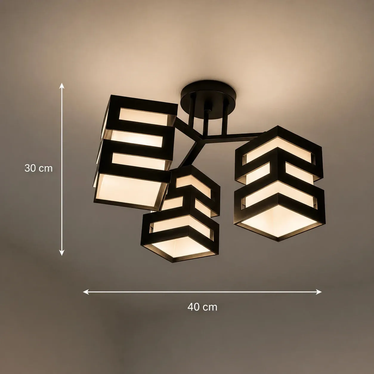 Alessandro Design VANJA lustra cu abajur 3xE27 alb-negru patrata