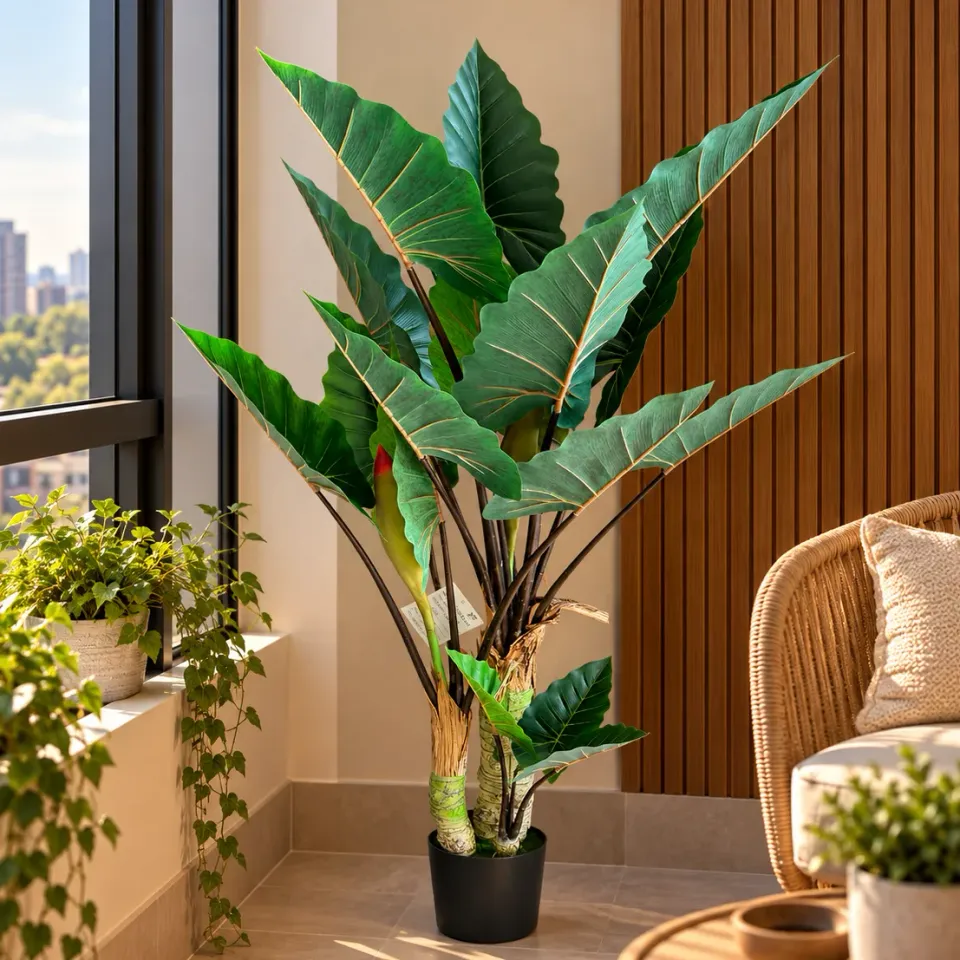 Alessandro Design Alocasia planta artificiala 160 cm verde 3 tulpini