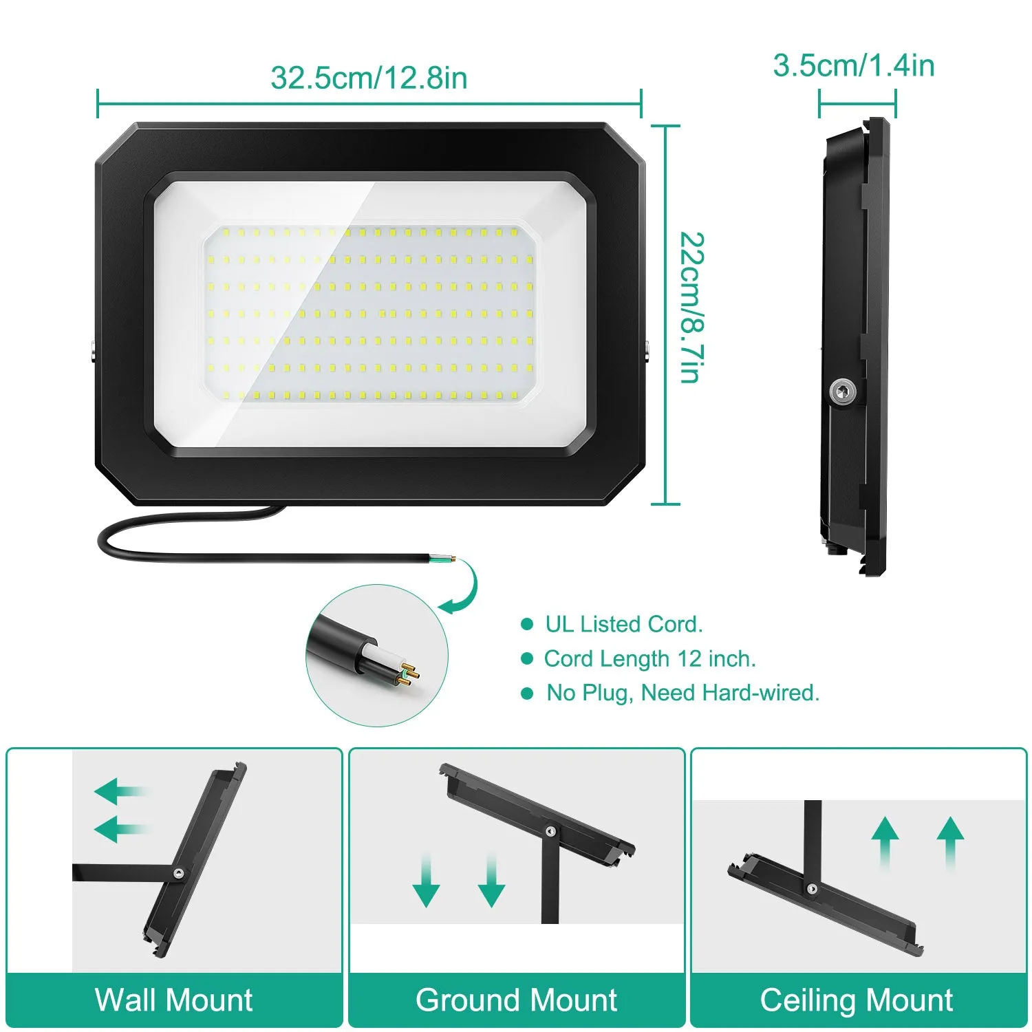 Ustellar 150W proiector LED exterior 2 buc 13500lm zi