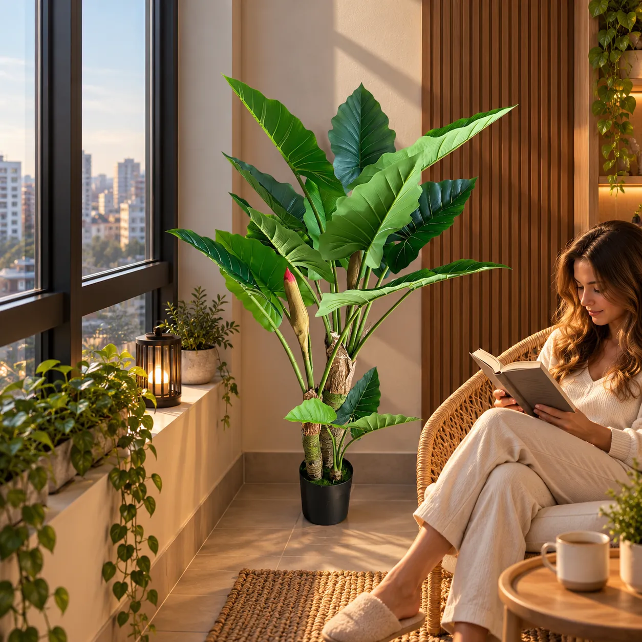 Alessandro Design Alocasia planta artificiala 160cm 3 tije