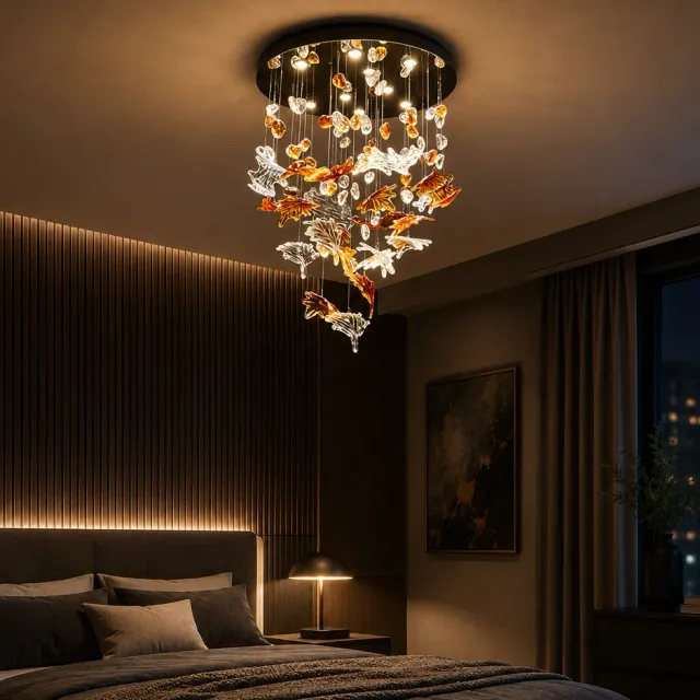 Alessandro Design Esik Magno candelabru LED 63W auriu cascada