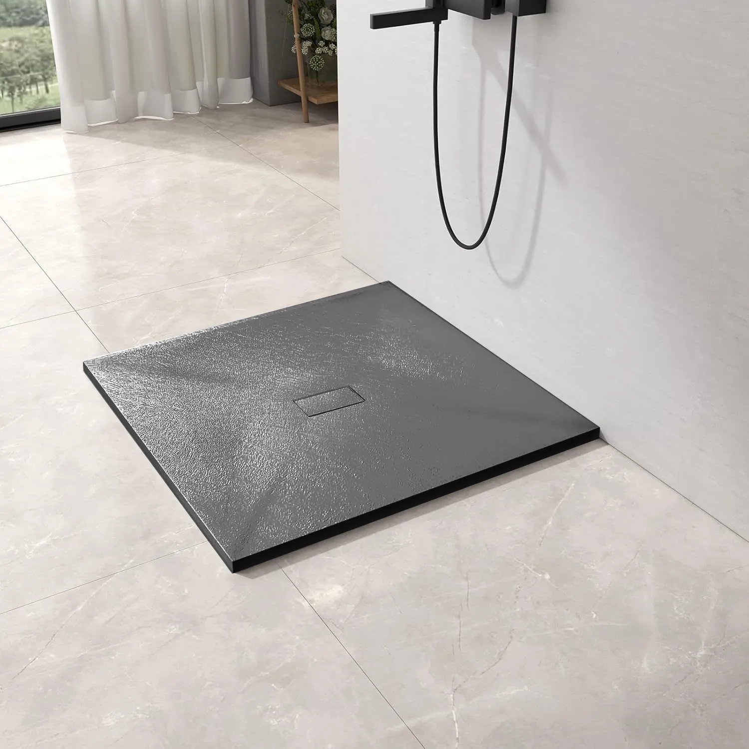 Alessandro Design cădiță duș pătrată 90x90 cm gri închis