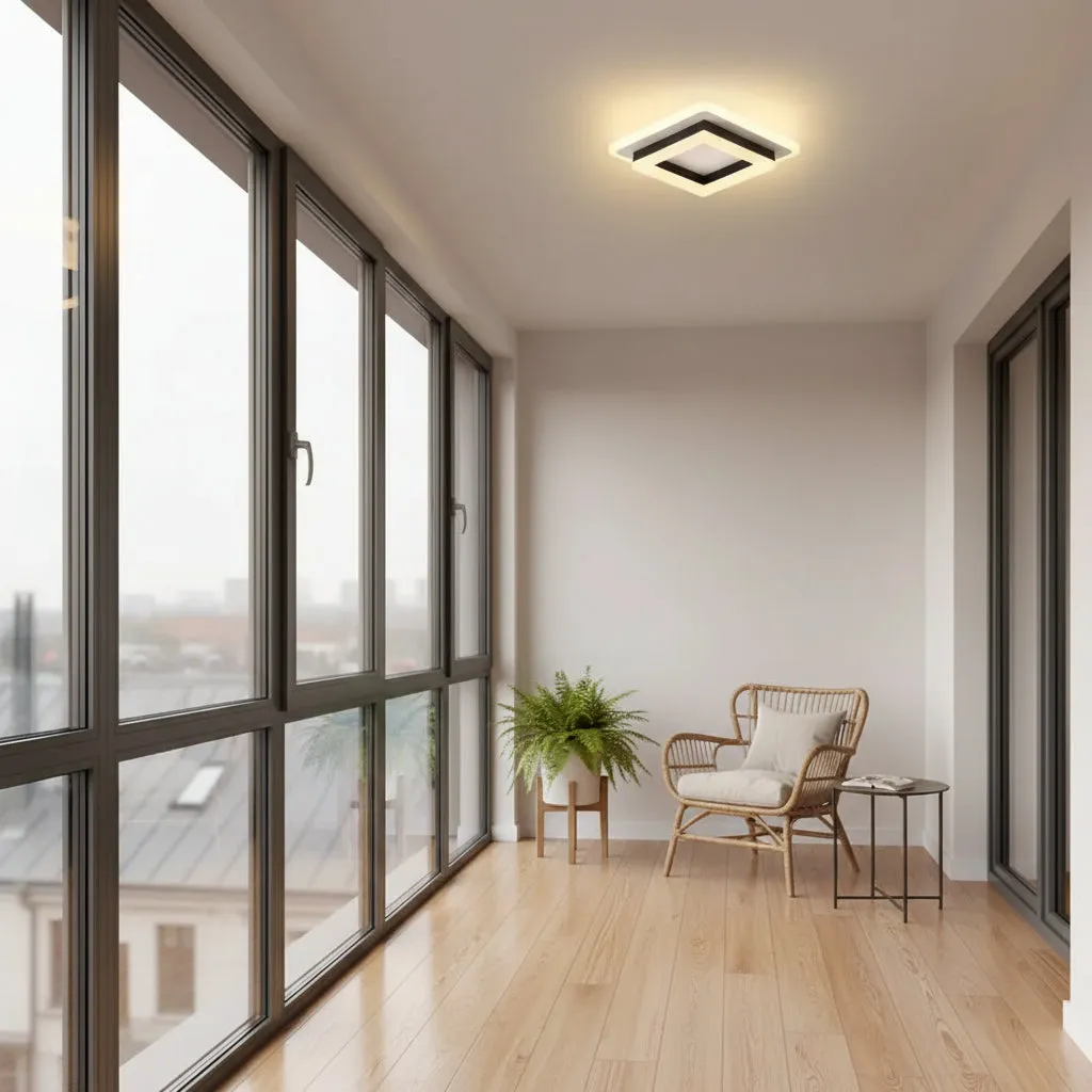 Alessandro Design Modern lustra LED 25W neagra 19,5 cm patrata