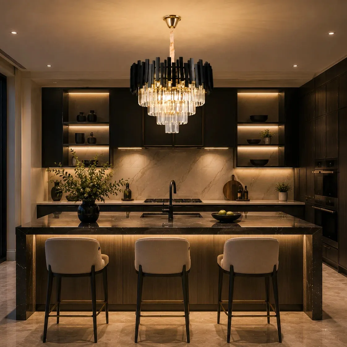 Alessandro Design Blois Eleganza 8xE14 candelabru cristal negru