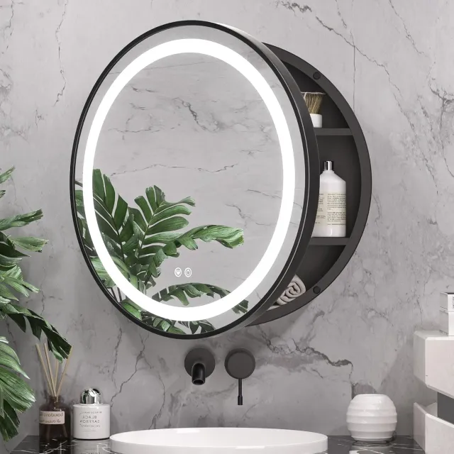 Alessandro Design oglinda LED dulap rotunda 50x50cm neagra