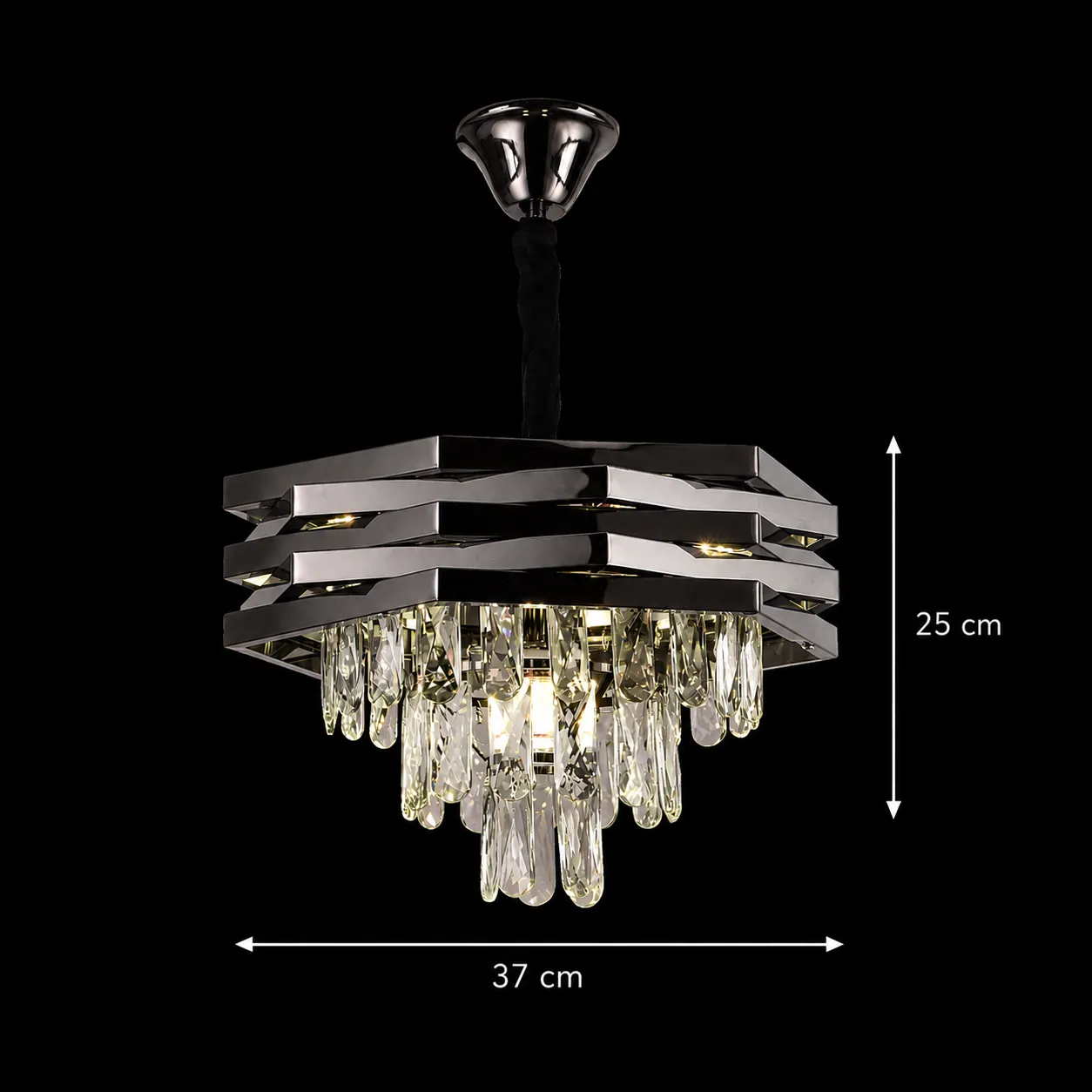 Alessandro Design HEXA Candelabru Cristal Negru 5xE14 Ø37cm