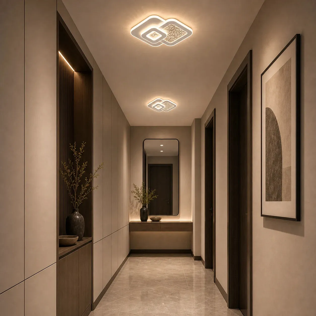 Alessandro Design Kompacto 56W lustră LED albă 3 pătrate dimabilă