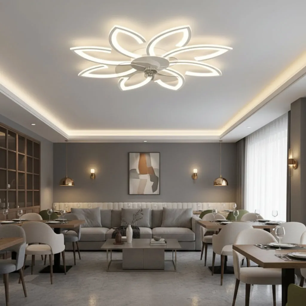 Alessandro Design Anemo lustra LED 48W alba D87cm ventilator