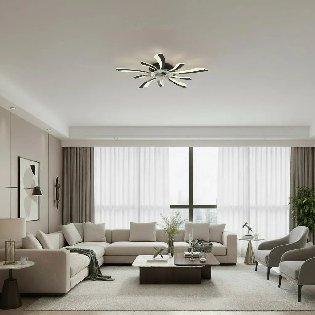 Alessandro Design Virtula lustra LED ventilator 29W D77cm neagra