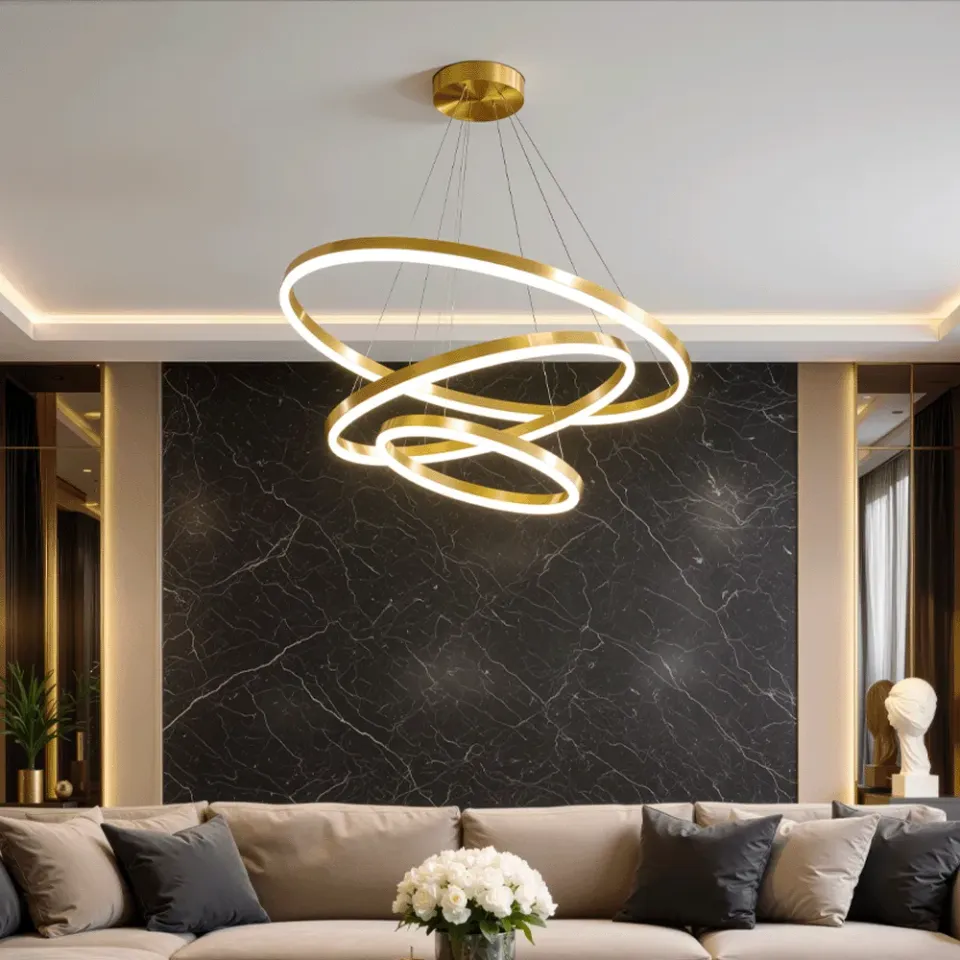 Alessandro Design ELIZABETH lustra LED 85W aurie 3 cercuri