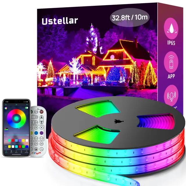 Ustellar bandă LED exterior RGB 10m schimbare culoare