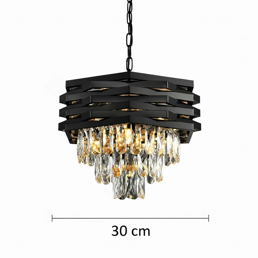Alessandro Design HEXA lustra cristal 3xE14 neagra Ø30cm