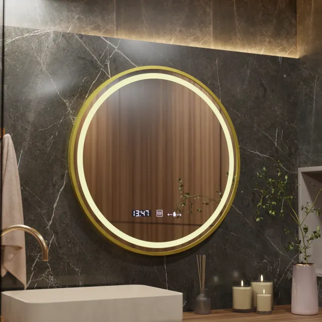 Alessandro Design Celeste Royale oglinda LED rotunda 80cm aurie