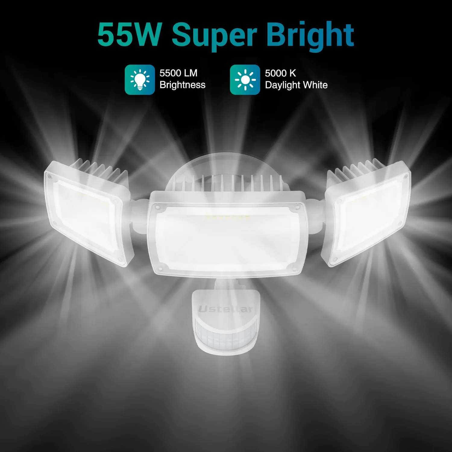 Ustellar 55W Proiector LED securitate alb 2 buc 5000K