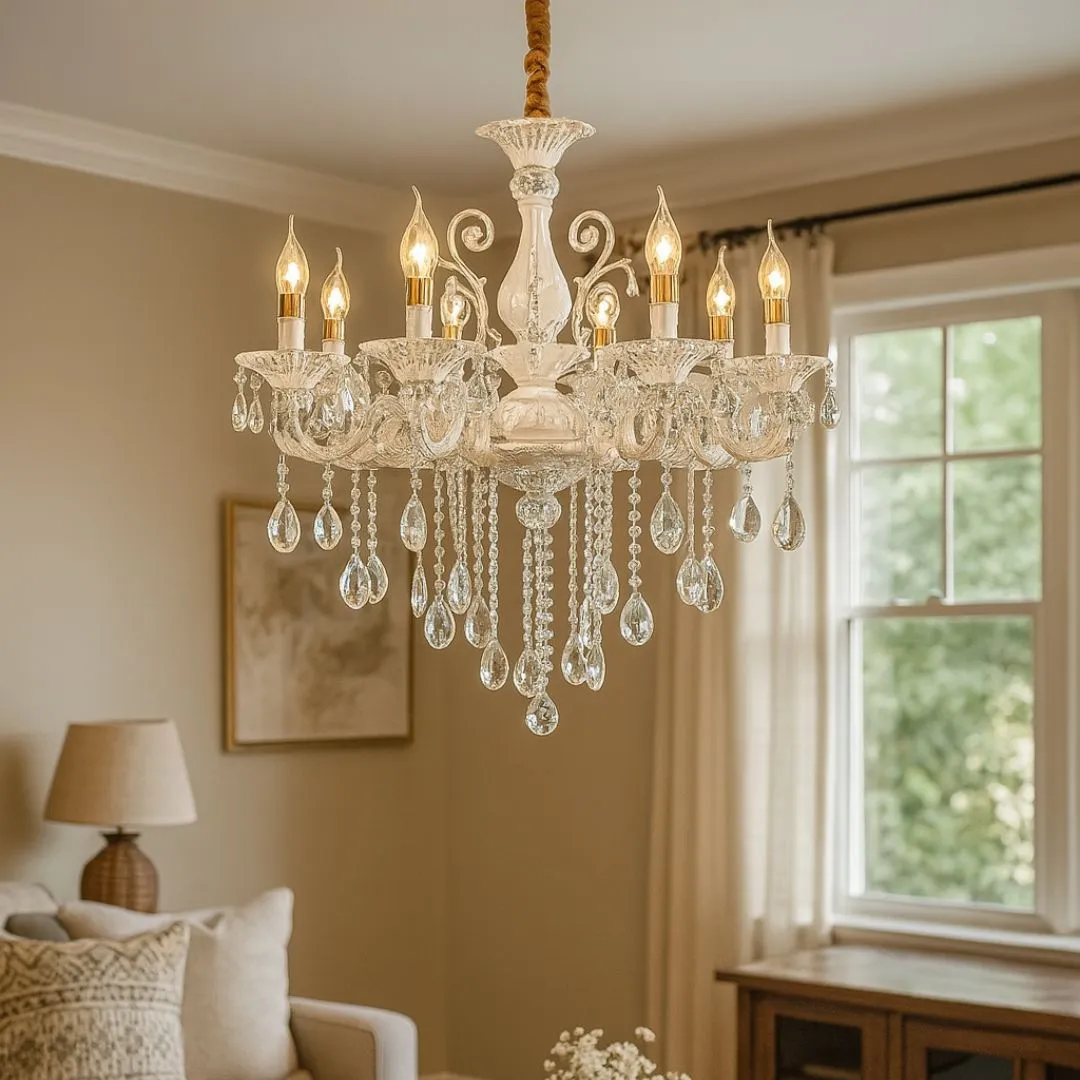 Alessandro Design Sanssouci Magno candelabru cristal alb 8xE14 68cm