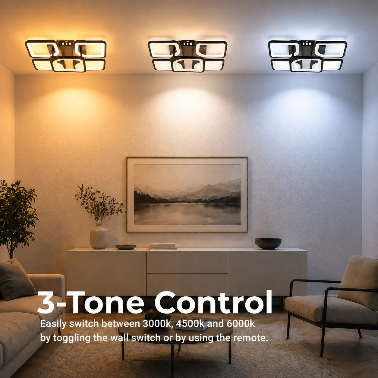 Alessandro Design Zoe 65W lustra LED neagra 5 patrate dimabila