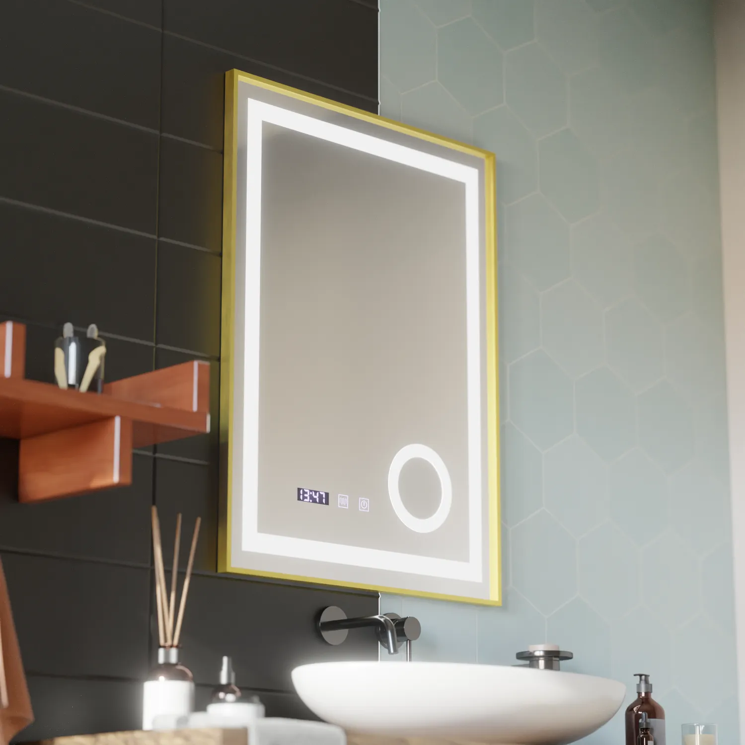 Alessandro Design CLARUS Oglinda LED Aurie 60x80cm Touch