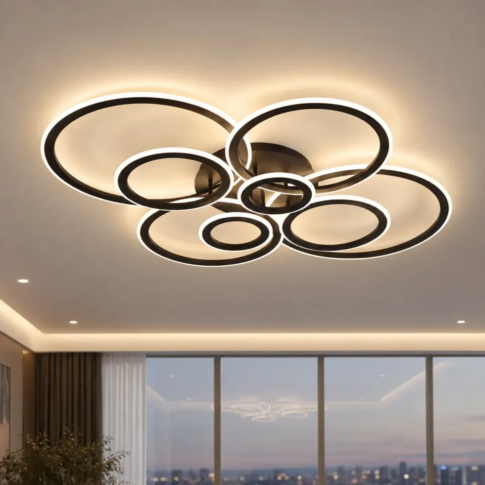 Alessandro Design BETTY 127W lustra LED neagra 8 cercuri