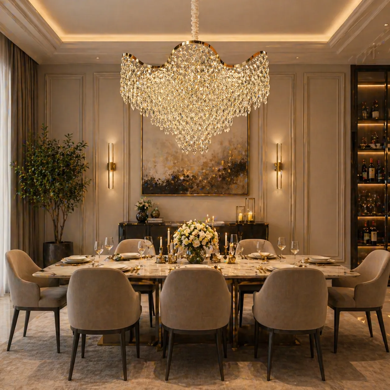 Alessandro Design Veloura Magno candelabru cristal auriu 60cm 13xE14