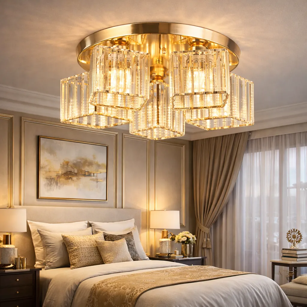 Alessandro Design Sasha LC117/5GD candelabru cu abajur auriu 5xE27