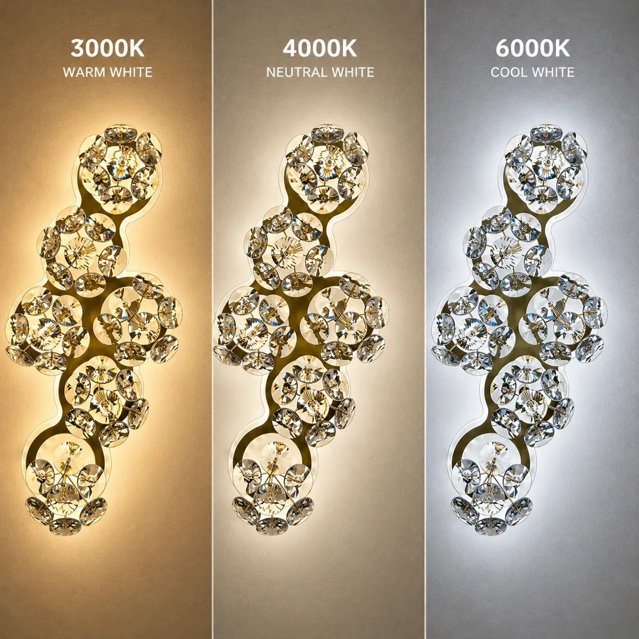 BLOSSOM Crystal aplica perete LED aurie 3 temperaturi