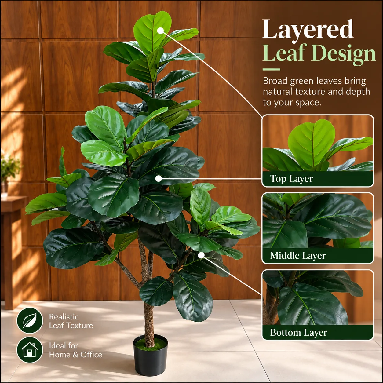 Alessandro Design Ficus artificial 154cm verde ghiveci 3 brate