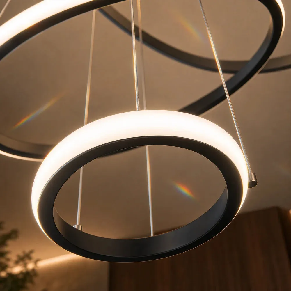 Alessandro Design Ricci 81W candelabru LED negru 3 cercuri