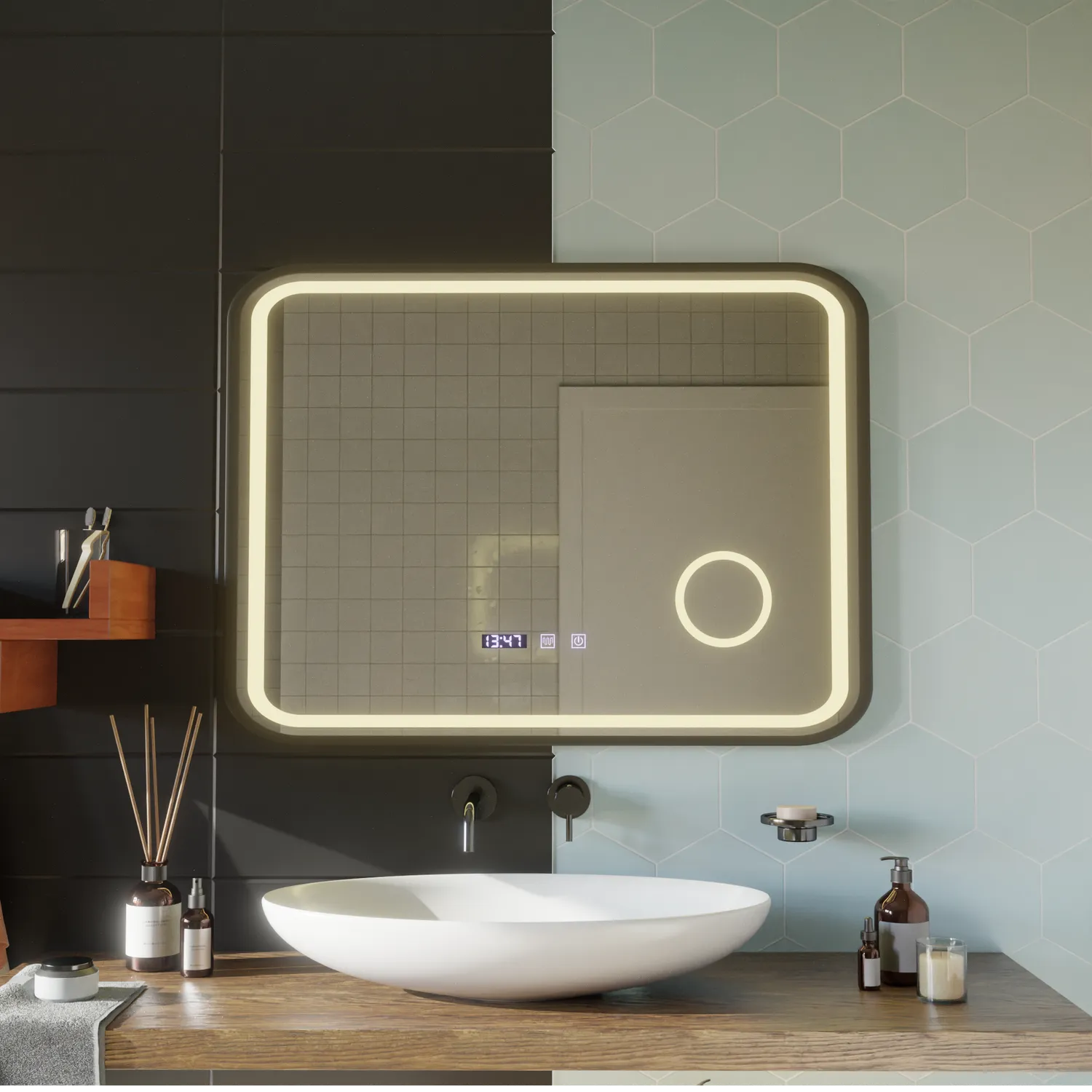 Alessandro Design Bernd oglindă LED baie 80x60 negru