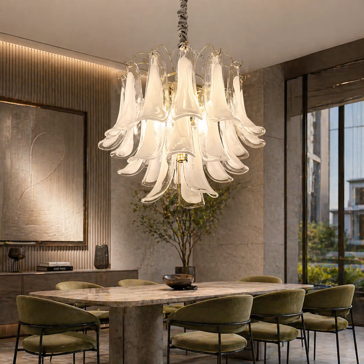 Alessandro Design Murano Eleganza candelabru cristal 4xE14 alb 50cm