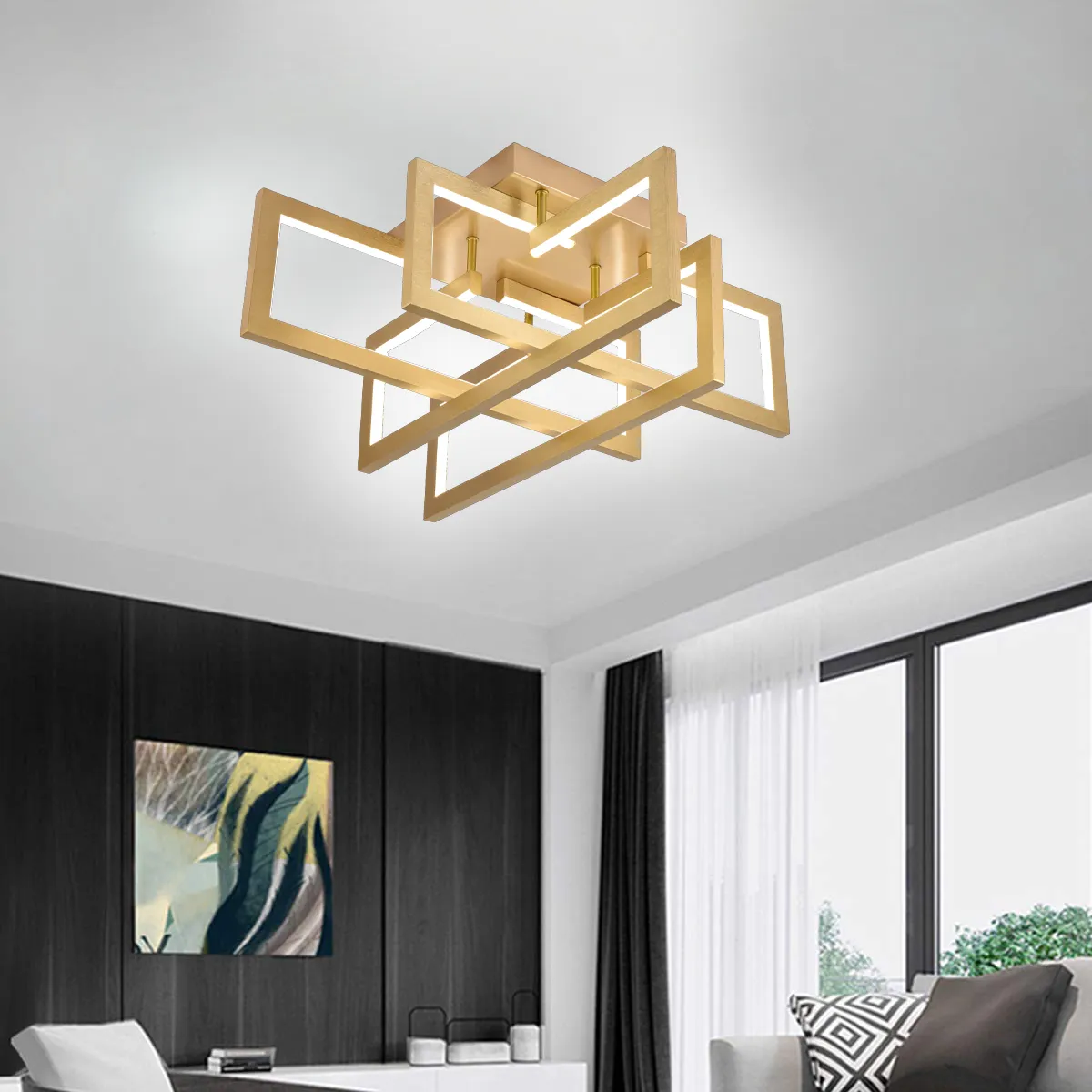 Alessandro Design Lustra LED 96W 4 Elemente Auriu Dimmabila