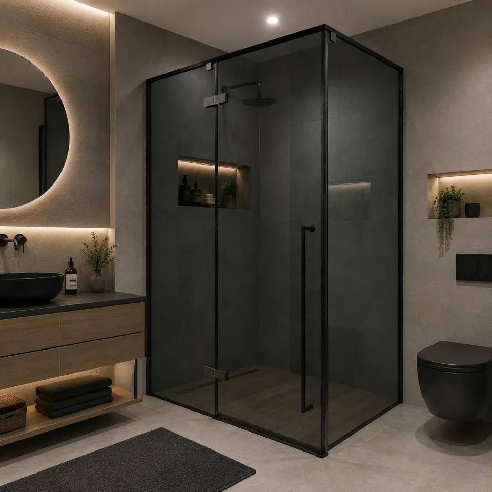 Alessandro Design paravan duș walk-in gri 90x90x195cm sticlă 8mm