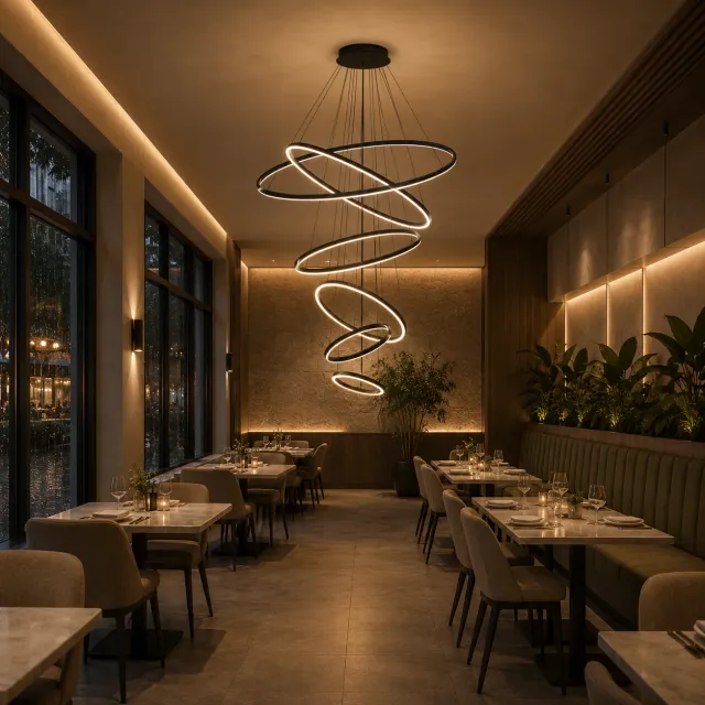 Alessandro Design NARSAQ lustra LED 222W neagra 6 cercuri
