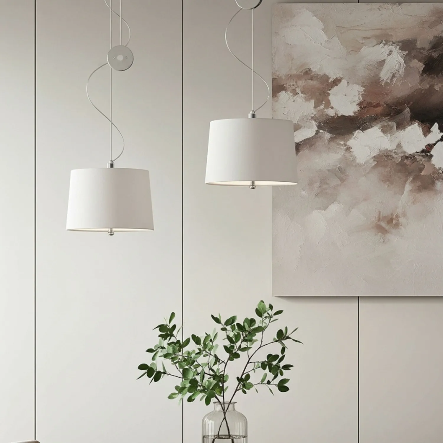 Rendl Light Studio Levita pendul textil alb crom reglabil
