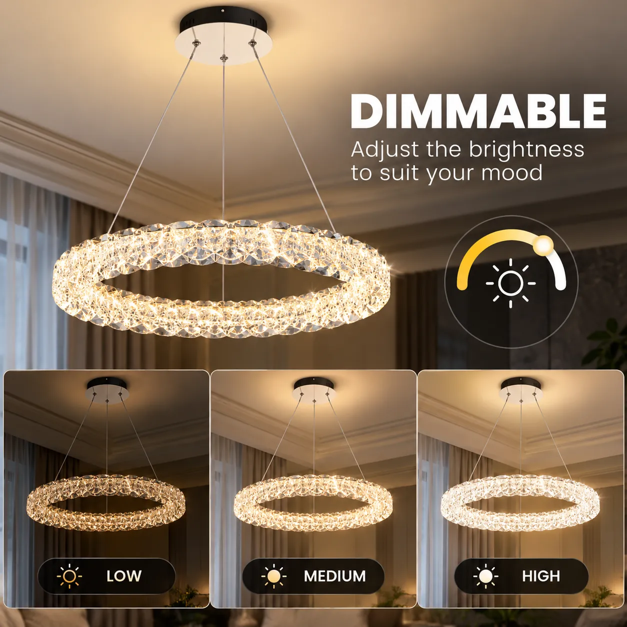 Alessandro Design Ventana candelabru cristal LED 39cm auriu 25W