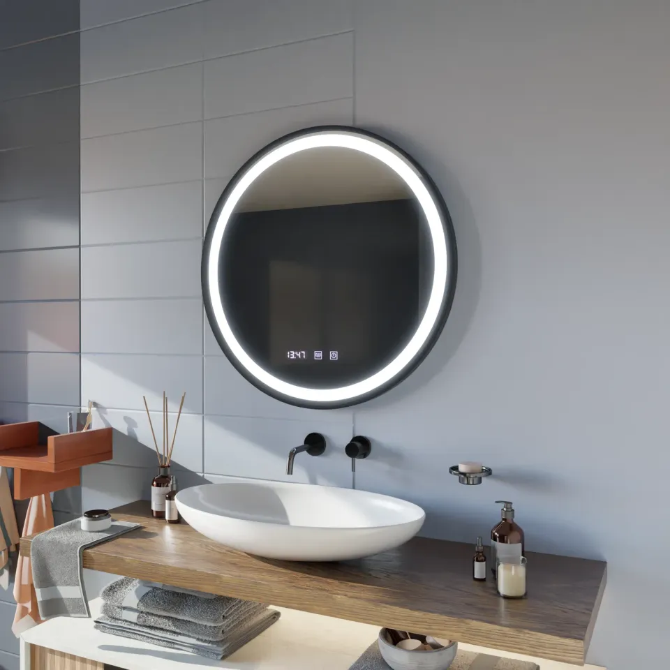 Alessandro Design Novara oglinda LED 50 cm neagra dezaburire