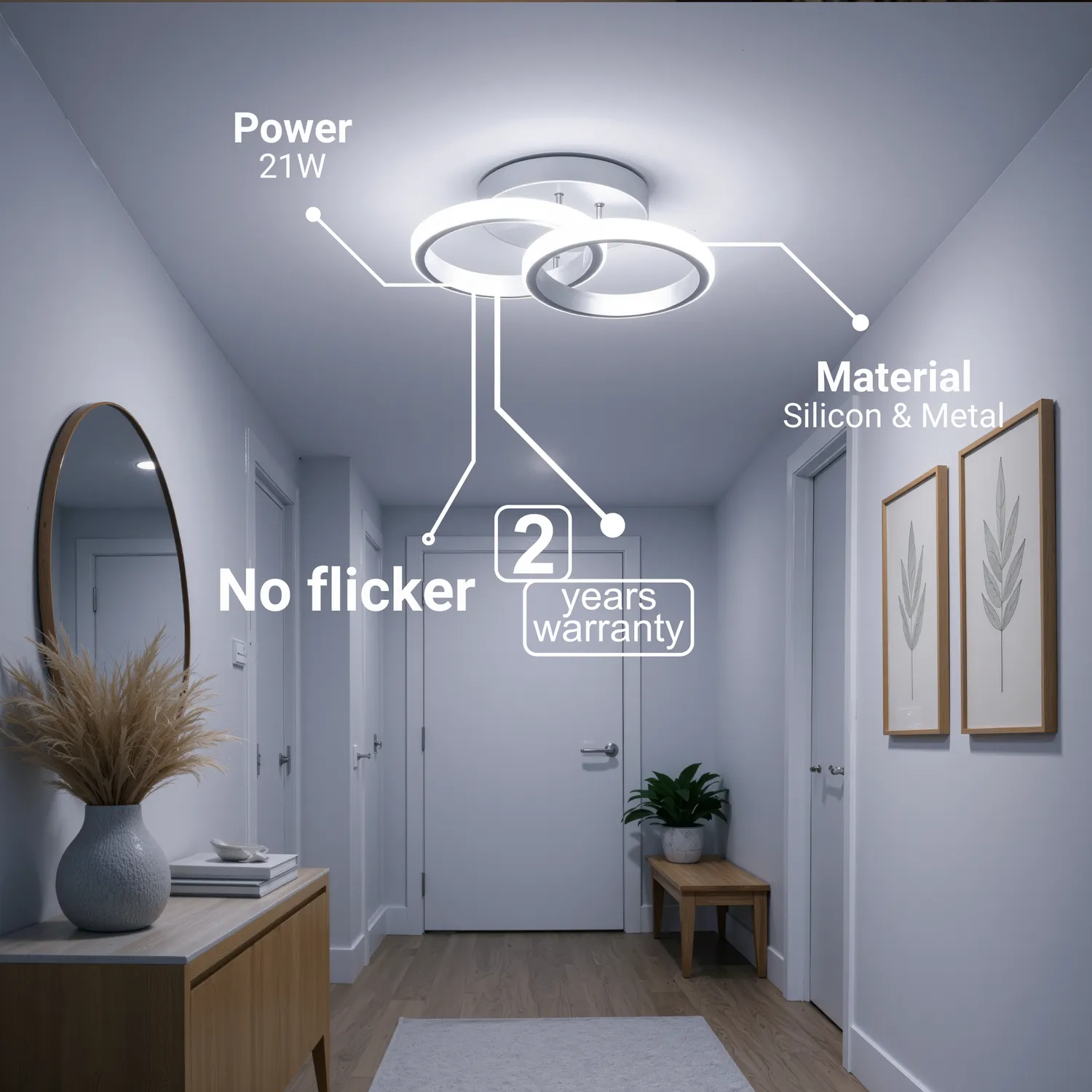 Alessandro Design Vertex Circula lustra LED alba 21W 2 cercuri