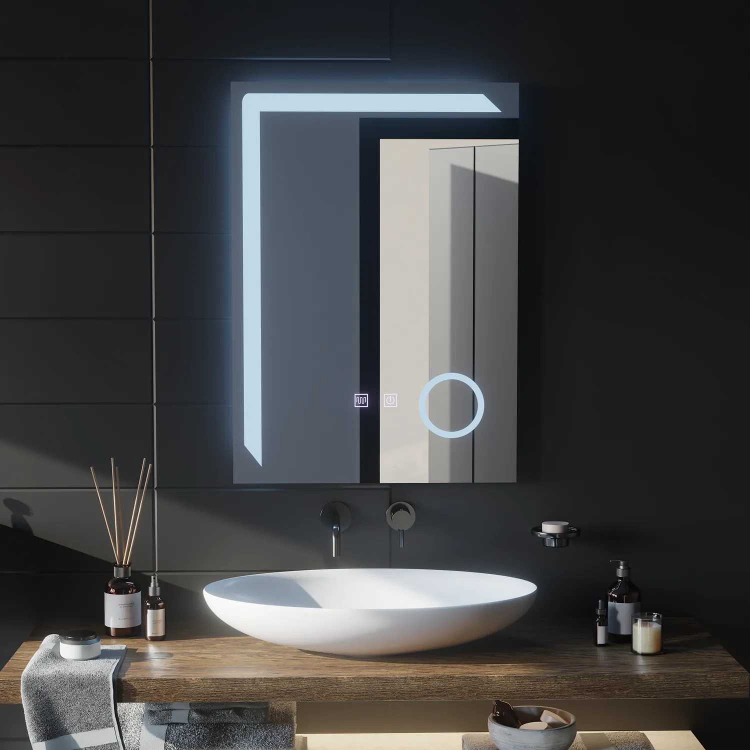 Alessandro Design Linea Touch oglinda LED 50x70cm dimabila antiaburire