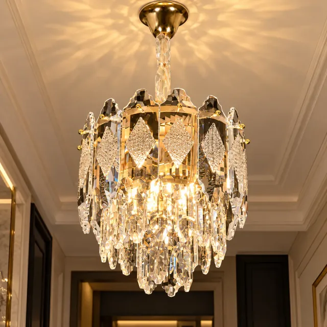 Alessandro Design Velvet Petito lustra cristal 3xE14 aurie 30 cm