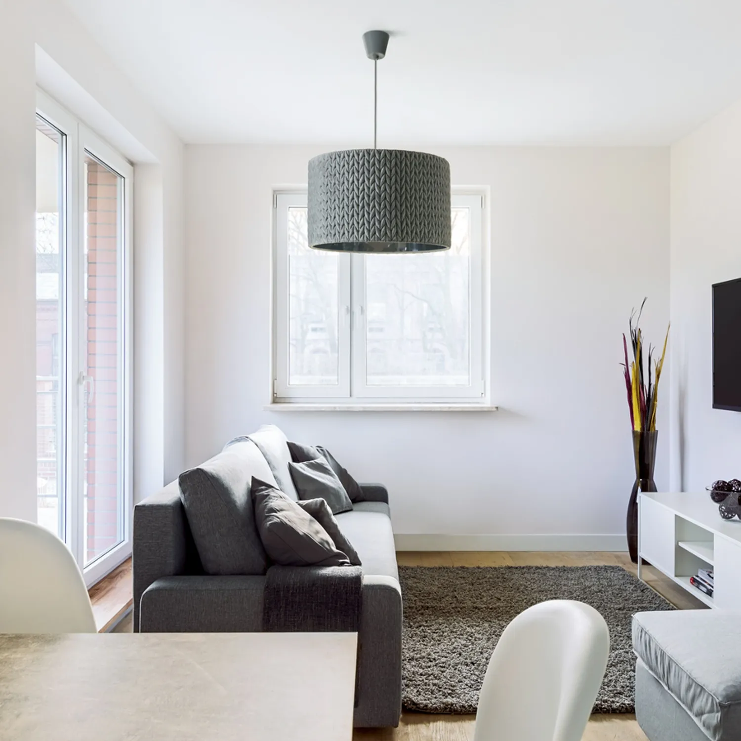 rendl light studio AINO pendul gri crom cu abajur tricotat