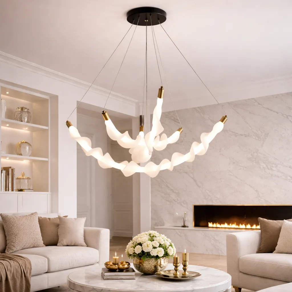 Alessandro Design UNDA lustra LED suspendata 28W alba