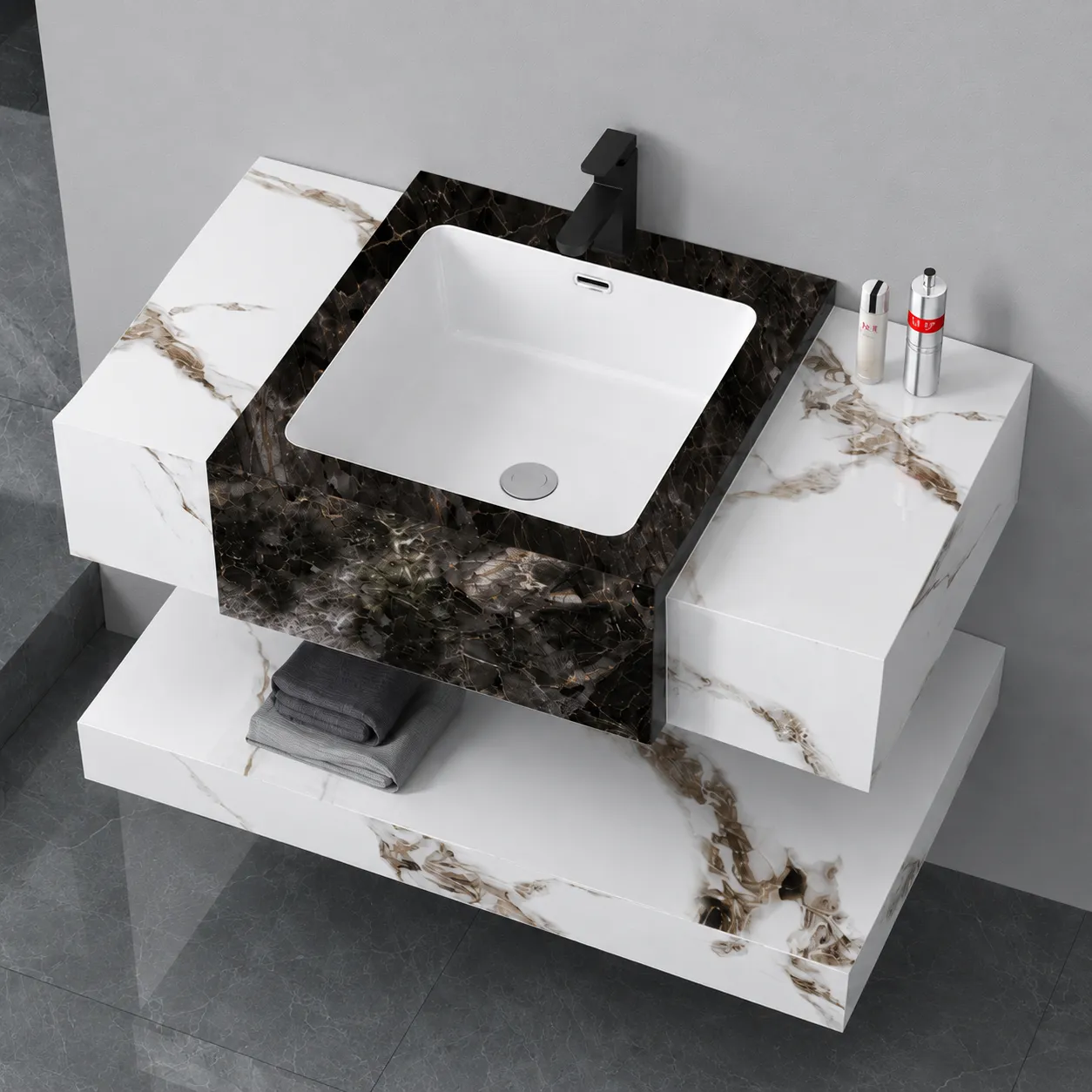 Alessandro Design VANTA set mobilier baie alb 80cm 3 piese