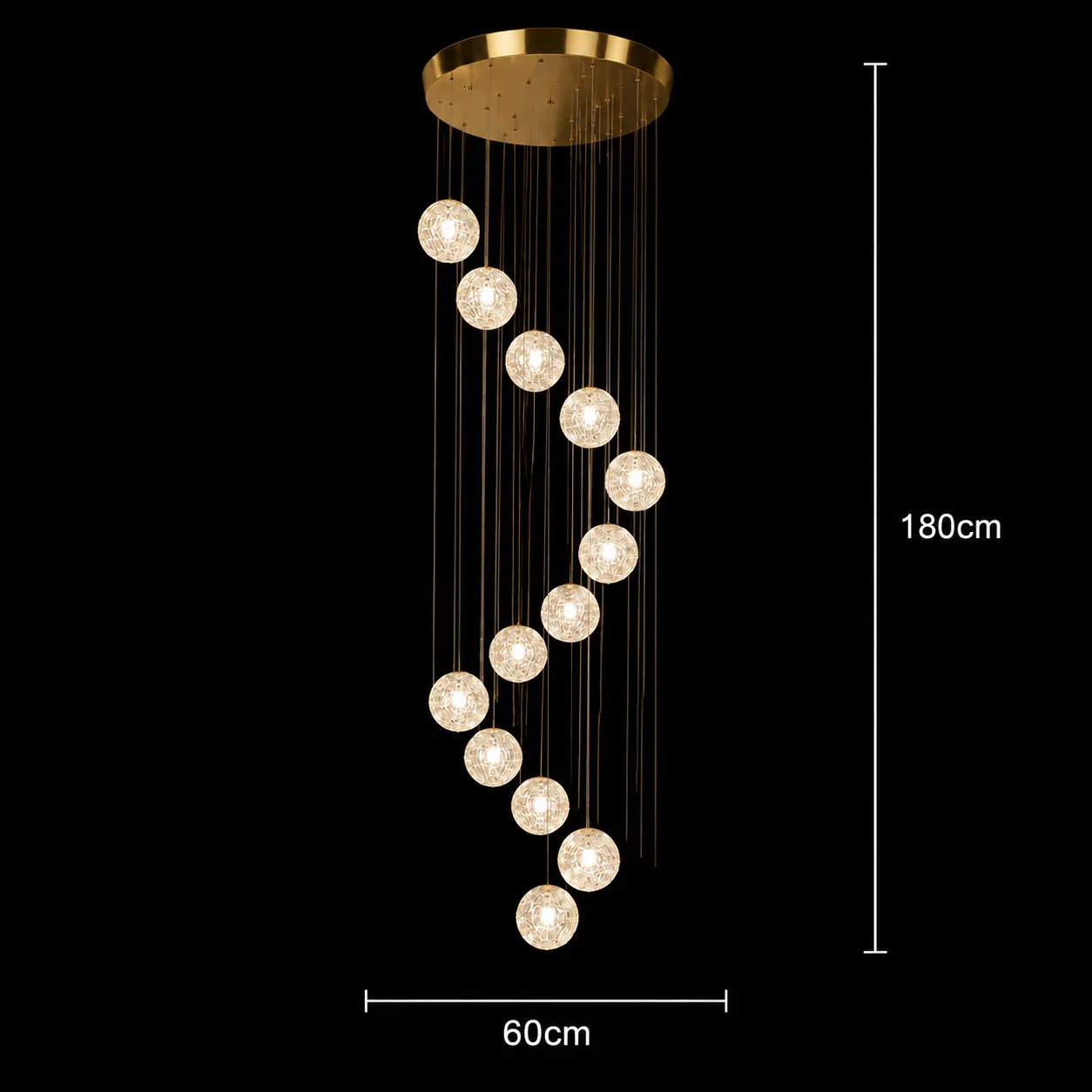 Alessandro Design Mille candelabru cristal 13xG9 auriu 60cm