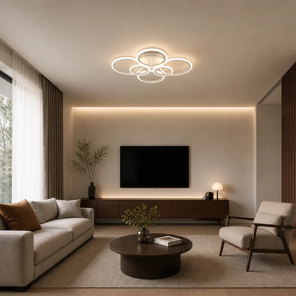 Alessandro Design Betty 82W lustra LED alba 6 cercuri dimabila