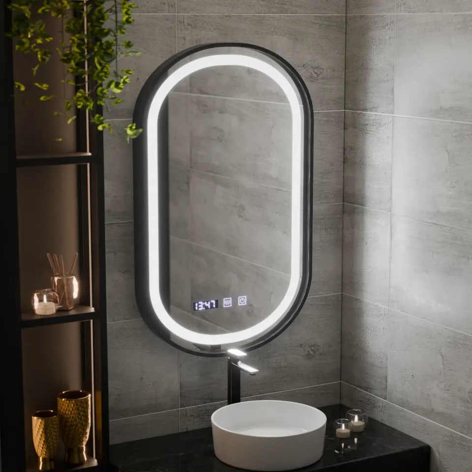 Alessandro Design Helmut Marcello Funghi oglindă LED 50x80 neagră dezaburire