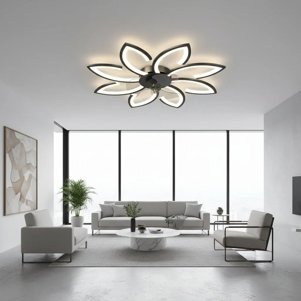 Alessandro Design Anemo 47W lustra LED ventilator D87cm neagra