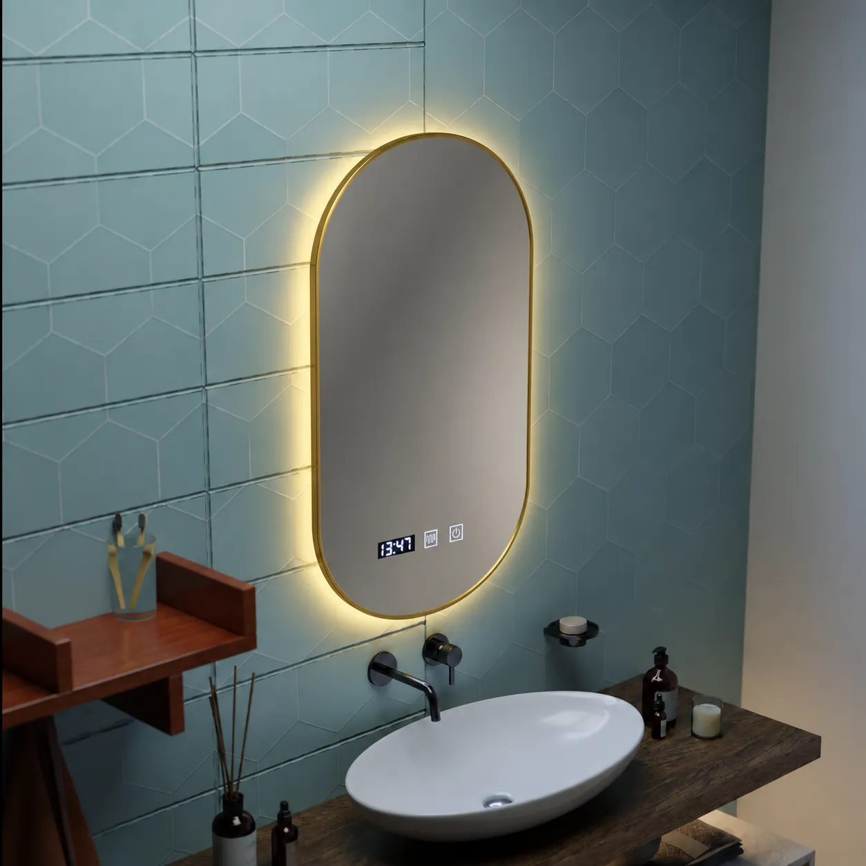 Alessandro Design Konrad 50x80 oglinda LED aurie